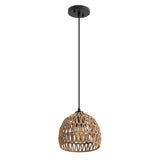 Campana 20" Bohemian Modern Woven Rattan/Iron LED Pendant