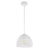 Campana 20" Bohemian Modern Woven Rattan/Iron LED Pendant