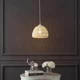 Campana 20" Bohemian Modern Woven Rattan/Iron LED Pendant