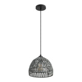 Campana 20" Bohemian Modern Woven Rattan/Iron LED Pendant