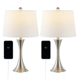 Bennett 22.75" Modern Glam Iron Hourglass LED Table Lamp with USB Charging Port Set 2