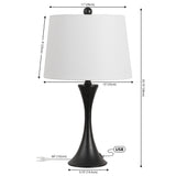 Bennett 22.75" Modern Glam Iron Hourglass LED Table Lamp with USB Charging Port Set 2