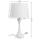 Bennett 22.75" Modern Glam Iron Hourglass LED Table Lamp with USB Charging Port Set 2
