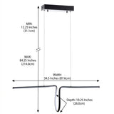 Ali 34.5" Dimmable Adjustable Integrated LED Metal Linear Pendant Black – DIM