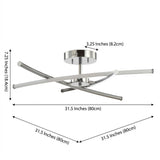 Crucis 31.5" Modern Metal Integrated LED Semi Flush Mount Chrome – DIM