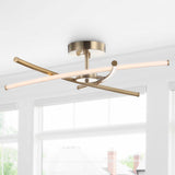 Crucis 31.5" Modern Metal Integrated LED Semi Flush Mount - JONATHAN Y