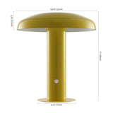 Suillius 11" Contemporary Bohemian Rechargeable/Cordless Iron Integrated LED Mushroom Table Lamp
