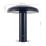 Suillius 11" Contemporary Bohemian Rechargeable/Cordless Iron Integrated LED Mushroom Table Lamp