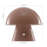 Porcini 7" Contemporary Bohemian Rechargeable/Cordless Iron Integrated LED Mushroom Table Lamp