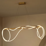 Lisette 59" Contemporary Minimalist 360 Adjustable Silicone Rope/Metal Dimmable Integrated LED Chandelier - JONATHAN Y