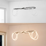 Lisette 59" Contemporary Minimalist 360 Adjustable Silicone Rope/Metal Dimmable Integrated LED Chandelier - JONATHAN Y