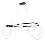 Lisette 59" Contemporary Minimalist 360 Adjustable Silicone Rope/Metal Dimmable Integrated LED Chandelier - JONATHAN Y