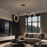 Lisette 59" Contemporary Minimalist 360 Adjustable Silicone Rope/Metal Dimmable Integrated LED Chandelier - JONATHAN Y