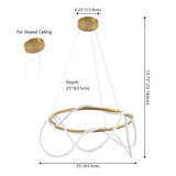 Lisette 25" Contemporary Minimalist 360 Adjustable Silicone Neon Rope Dimmable Integrated LED Chandelier - JONATHAN Y
