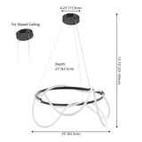 Lisette 25" Contemporary Minimalist 360 Adjustable Silicone Neon Rope Dimmable Integrated LED Chandelier - JONATHAN Y