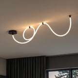 Serafina Contemporary Minimalist 360 Adjustable Silicone Neon Rope Dimmable Linear Integrated LED Flush Mount - JONATHAN Y