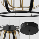 Gigi 11.5" Modern Glam Metal Adjustable Dimmable Stripe Cage Integrated LED Pendant - JONATHAN Y