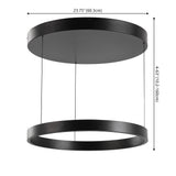 Jense 23.75" Minimalist Modern Metal Adjustable Dimmable Ring LED Pendant - JONATHAN Y