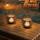 Elian 10" Modern Rustic Decorative Indoor/Outdoor Faux Wicker Rechargeable/Cordless Dimmable Integrated LED Table Lamp, Set of 2 Dark Brown/Black (Set of 2) – MAIN-ROOM