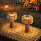 Mia 10" Modern Scandinavian Indoor/Outdoor Faux Wicker Rechargeable/Cordless Dimmable Integrated LED Table Lamp, Set of 2 Light Brown/Brown (Set of 2) – MAIN-ROOM