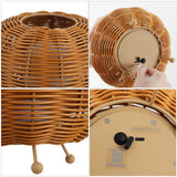 Kairi 5.75" Modern Bohemian Indoor/Outdoor Faux Rattan Lantern Rechargeable/Cordless Dimmable Integrated LED Table Lamp Set 2