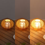 Kairi 5.75" Modern Bohemian Indoor/Outdoor Faux Rattan Lantern Rechargeable/Cordless Dimmable Integrated LED Table Lamp Set 2