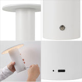 Gio 7.5" Modern Minimalist Column Rechargeable/Cordless Dimmable Integrated LED Table Lamp with Touch Sensor Set 2