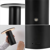 Gio 7.5" Modern Minimalist Column Rechargeable/Cordless Dimmable Integrated LED Table Lamp with Touch Sensor Set 2