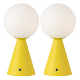 Macie 11.75" Modern Minimalist Globe Rechargeable/Cordless Dimmable Integrated LED Table Lamp with Touch Sensor Set 2