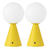 Macie 11.75" Modern Minimalist Globe Rechargeable/Cordless Dimmable Integrated LED Table Lamp with Touch Sensor Set 2
