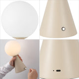 Macie 11.75" Modern Minimalist Globe Rechargeable/Cordless Dimmable Integrated LED Table Lamp with Touch Sensor Set 2