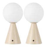 Macie 11.75" Modern Minimalist Globe Rechargeable/Cordless Dimmable Integrated LED Table Lamp with Touch Sensor Set 2