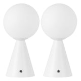 Macie 11.75" Modern Minimalist Globe Rechargeable/Cordless Dimmable Integrated LED Table Lamp with Touch Sensor Set 2