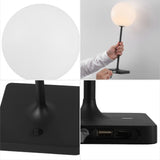 Allie 17.5" Modern Minimalist Indoor/Outdoor Metal Globe Rechargeable/Cordless Dimmable Integrated LED Table Lamp with Touch Sensor Set 2
