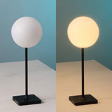 Allie 17.5" Modern Minimalist Indoor/Outdoor Metal Globe Rechargeable/Cordless Dimmable Integrated LED Table Lamp with Touch Sensor Set 2