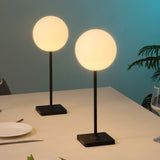 Allie 17.5" Modern Minimalist Indoor/Outdoor Metal Globe Rechargeable/Cordless Dimmable Integrated LED Table Lamp with Touch Sensor Set 2