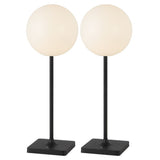 Allie 17.5" Modern Minimalist Indoor/Outdoor Metal Globe Rechargeable/Cordless Dimmable Integrated LED Table Lamp with Touch Sensor Set 2
