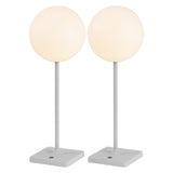 Allie 17.5" Modern Minimalist Indoor/Outdoor Metal Globe Rechargeable/Cordless Dimmable Integrated LED Table Lamp with Touch Sensor Set 2