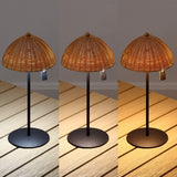 Tilly 12.75" Modern Coastal Indoor/Outdoor Wicker Shade Rechargeable/Cordless Dimmable Integrated LED Table Lamp Set 2