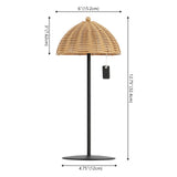Tilly 12.75" Modern Coastal Indoor/Outdoor Wicker Shade Rechargeable/Cordless Dimmable Integrated LED Table Lamp Set 2