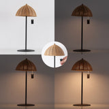 Tilly 12.75" Modern Coastal Indoor/Outdoor Wicker Shade Rechargeable/Cordless Dimmable Integrated LED Table Lamp Set 2