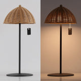 Tilly 12.75" Modern Coastal Indoor/Outdoor Wicker Shade Rechargeable/Cordless Dimmable Integrated LED Table Lamp Set 2