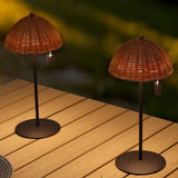 Tilly 12.75" Modern Coastal Indoor/Outdoor Wicker Shade Rechargeable/Cordless Dimmable Integrated LED Table Lamp Set 2