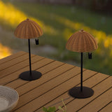 Tilly 12.75" Modern Coastal Indoor/Outdoor Wicker Shade Rechargeable/Cordless Dimmable Integrated LED Table Lamp Set 2