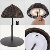 Tilly 12.75" Modern Coastal Indoor/Outdoor Wicker Shade Rechargeable/Cordless Dimmable Integrated LED Table Lamp Set 2