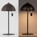 Tilly 12.75" Modern Coastal Indoor/Outdoor Wicker Shade Rechargeable/Cordless Dimmable Integrated LED Table Lamp Set 2