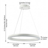 Baxter Modern Contemporary Aluminum Integrated LED Hoop Pendant Matt White / 23.5" – DIM