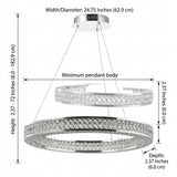 Benton 24.7" Round Integrated LED Crystal/Metal Pendant Chrome/Clear – DIM