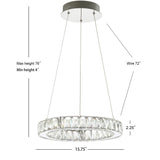Reese 15.7" Adjustable Integrated LED Metal/Crystal Pendant Pendant - JONATHAN Y