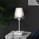 Oscar 12.5" Modern Industrial Rechargeable/Cordless Iron/Acrylic Integrated LED Table Lamp with Ribbed Shade - JONATHAN Y